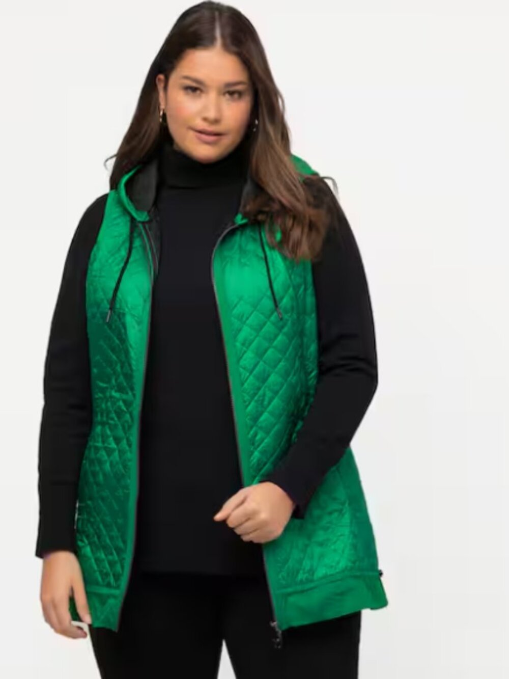 Ulla Popken Hooded Quilted Vest Fully Lined